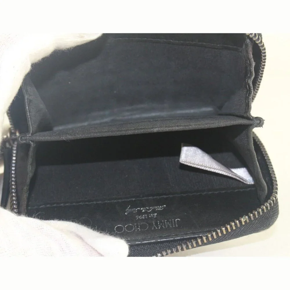JIMMY CHOO Black Leather Star Zippy Wallet 1JC726K